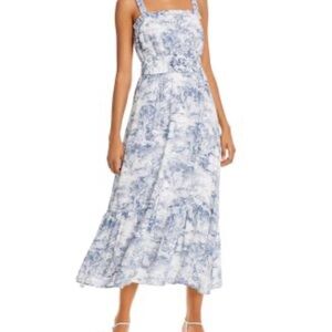 Lucy Paris Blue and White Women's Midi Dress